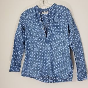Madewell Floral Stamp Chambray Popover Tunic, XS